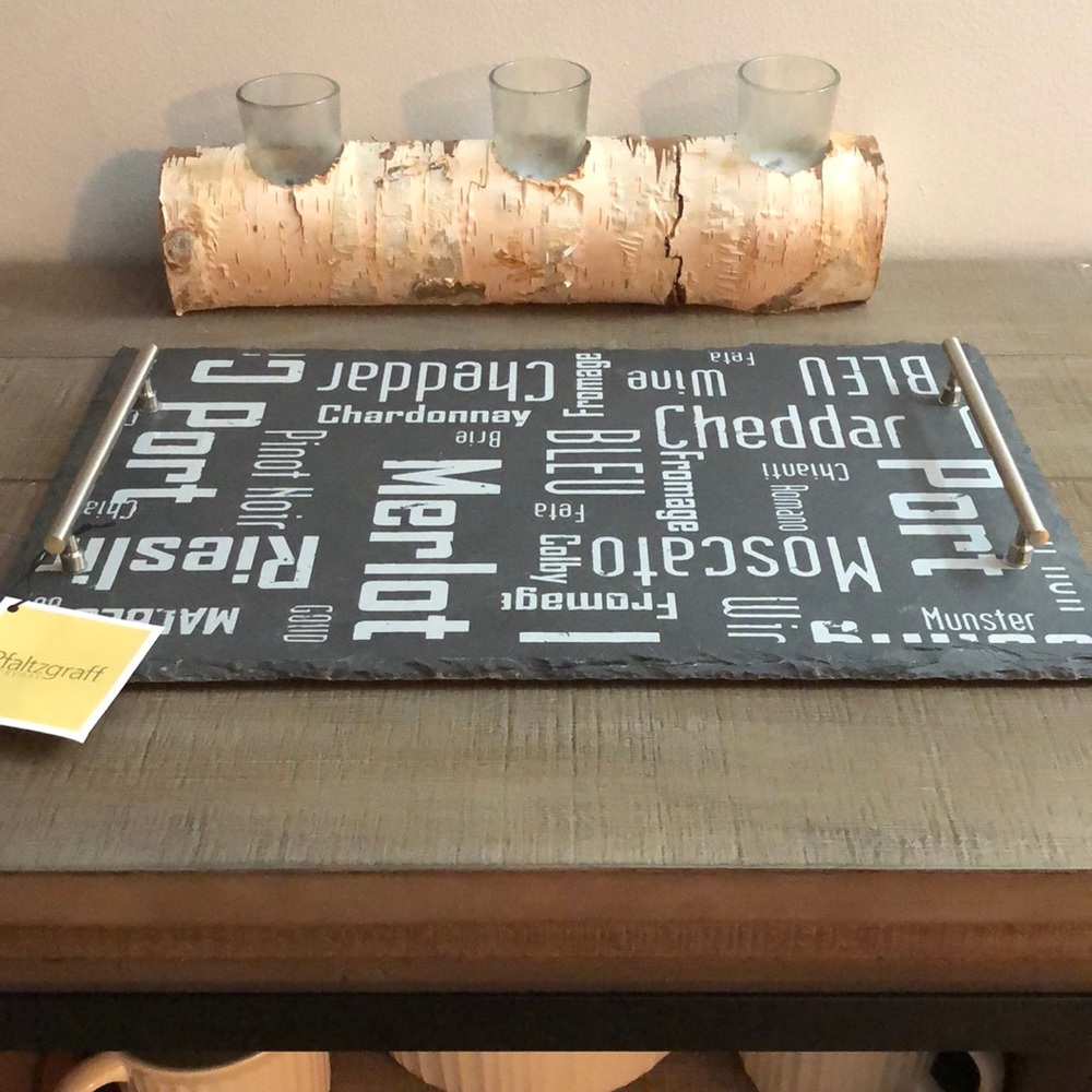 NWT Pfaltzgraff Slate Wine-Cheese Tray